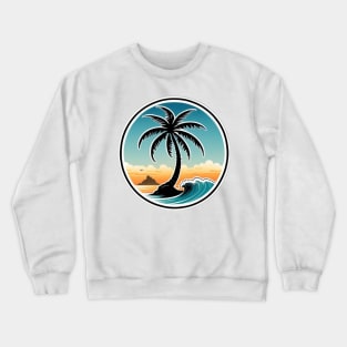 Island, palm trees, sand, surf and beach Crewneck Sweatshirt